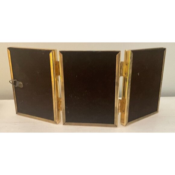 Vintage Solid Brass Hinged Picture Frames Lot of 2 – Triple 5x3.5" & Double 5x7" - Picture 5 of 5